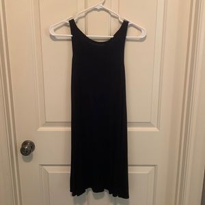 Black dress with a crisscross back.